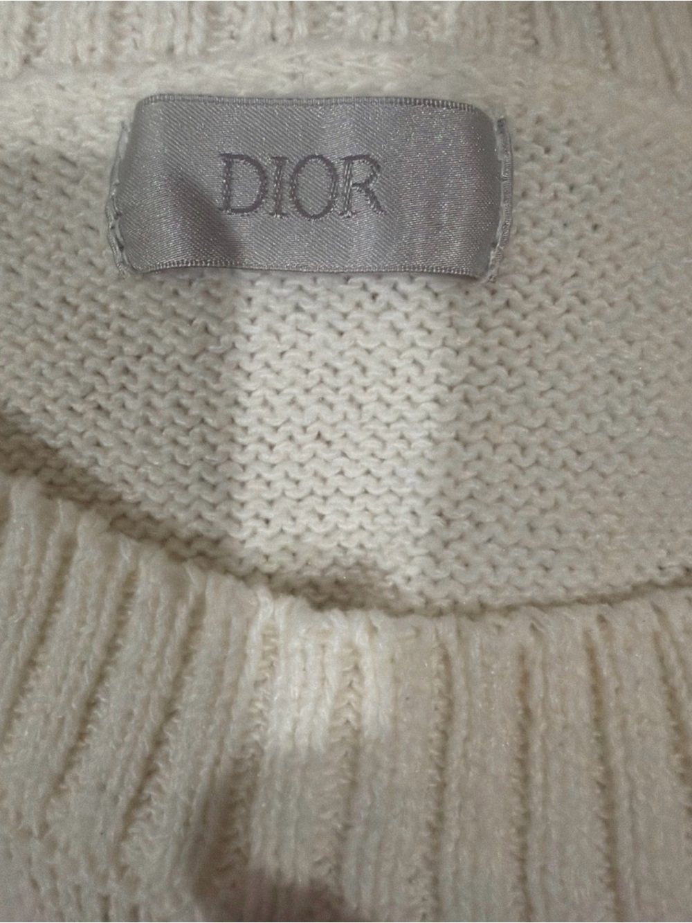 Dior Cream Crewneck Sweater with Green Logo and Blue Teddy - Picture 4 of 5